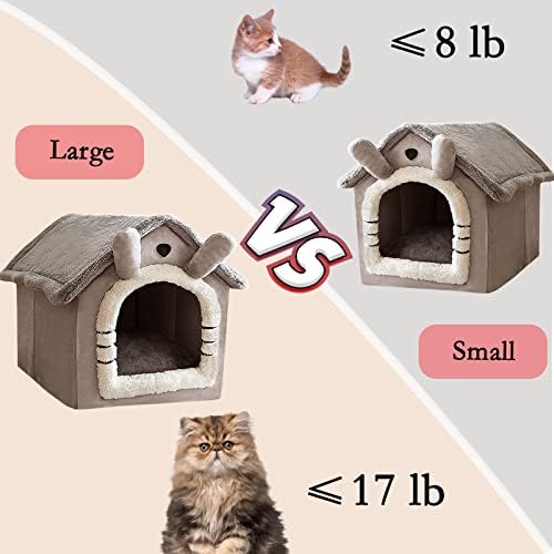 Cama de gato e cama de cachorro pequeno, caverna de tenda de gato auto-aquecida para gatinhos e cães pequenos Triangle Cat