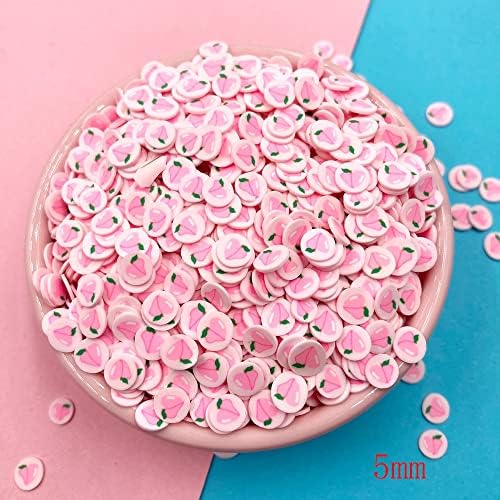 Kemeilian RTAO13 100G Rosa pêssego Fatias de pêssego polímero Polvilha de argila macia para DIY DIY Decoração de unhas Plástico