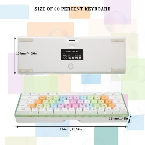 GUGXIOM conectou 60% teclado de jogos mecânicos, teclado 61 key 60% com modos 9 RGB e 8 modos monocromáticos, teclado