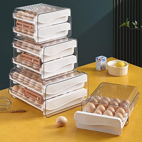 Fiiman Grande gaveta de gaveta de ovo com marcador de tempo, caixa de armazenamento fresco de ovos domésticos, recipiente de armazenamento de ovo de galinha