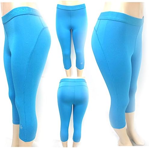 Mulheres Leggings Calças Capriadas Capri Running Yoga Sport High Ciistt Fitness Blue M