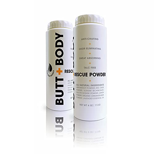 Butt & Body Rescue Powder. Naturalmente, protege a pele e elimina atirar, esfregar, grudar e odores. Sem talco. Feito nos EUA - absorve o suor e o mantém mais frio.