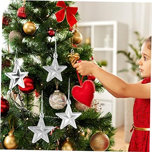 Nolitoy 36 PCs Decorações de árvore de Natal 7cm 7 cm de Natal tridimensional Estrela de cinco pontas Ornamentos extras