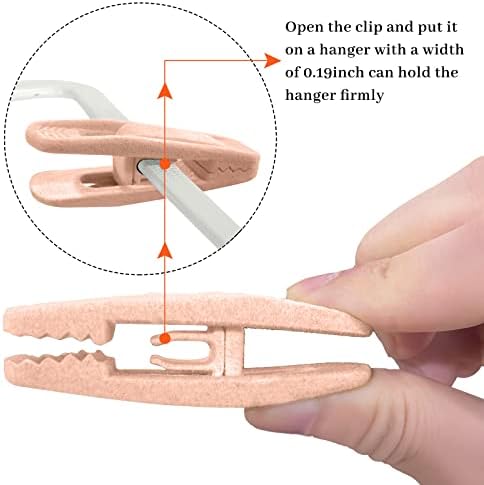 Andiker 20pcs Clipes de cabide de veludo rosa, clipes de dedo fortes sem deslizamento para cabides de veludo finos caçam calça saia