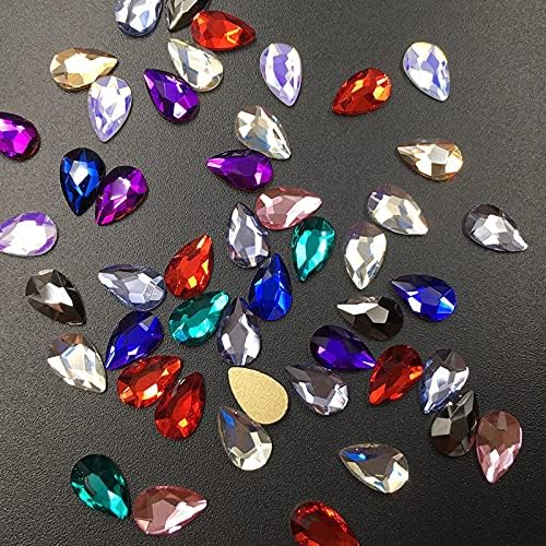 Pedras de água de vidro de vidro liso de vidro de vidro liso Diamond Waterdrop Stones Shiny Starry Gems Manicure Nails