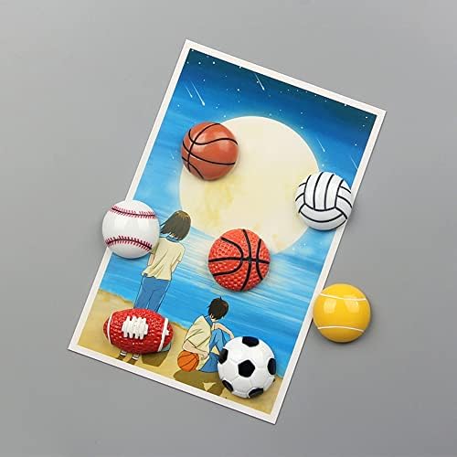 7 ímãs de bolas de esporte de bolas, ímãs de quadro branco, ímãs de geladeira decorativos para casa e escritório - futebol, basquete,