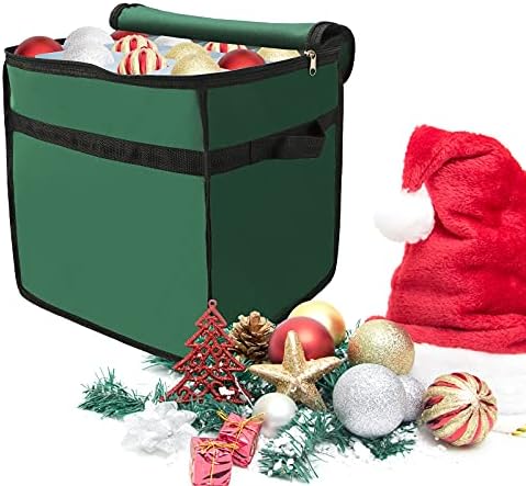 Metikkeer Christmas Bauble Ornament Storage Box, Decorações de Natal Recipiente de armazenamento com divisores Organizador de Bauble de Natal, 4 bandejas seguram até 64 bolas de ornamentos