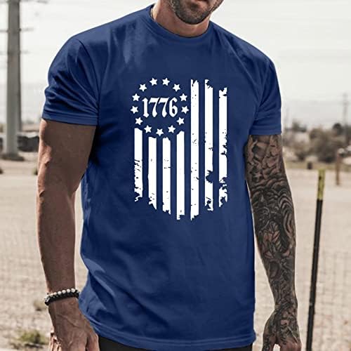 T-shirts de treino para homens de camiseta muscular ginásio camiseta camiseta casual de manga curta Camisa de bandeira retro americana retro