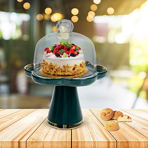 Cesta de frutas de zerodeko para cozinha 1 conjunto de bolo com cúpula de cúpula de cúpula de cúpula de cúpula stand stand alimento de vidro placa de tampa cupcake stand bolo servidor servidor de assadeira de bolo de bolo