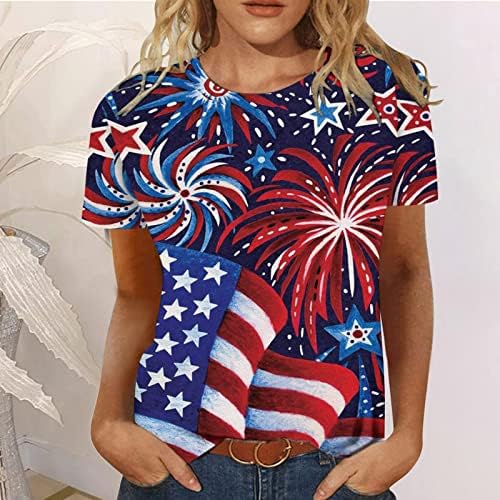 American Flag Shirt Women Independence Day Tshirts Slave curta