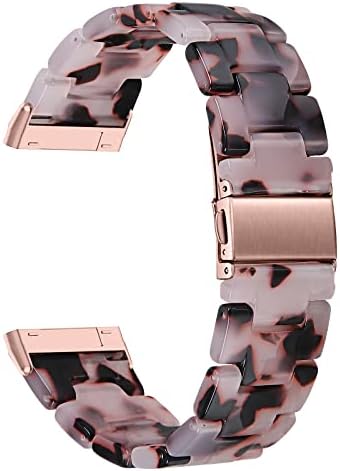 Banda de relógio de resina Kabbba Compatível com Fitbit Versa 4/Sense 2/Versa 3/Sense 1, Substituição leve de pulseira de moda ajustável para homens com fivela de metal inoxidável