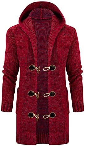 Jaquetas para homens Casaco de malha de malha sólida com capuz com casacos de suéter de comprimento médio com comprimento de vento comprido
