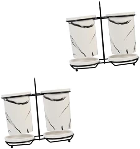 Cabilock 2 conjuntos utensílios de cerâmica Stand Japanese Organizador Caddy Recipientes de recipientes de cartucho recipiente de pauzinho Contêiner Simples reutilizável garfo e utensílios de utensílios de cozinha de cozinha de cozinha doméstica de armazenamento
