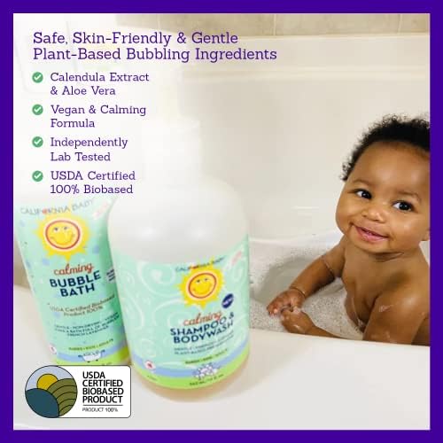 Bath Babble Baby Baby Califórnia | Scent de lavanda calmante | Ingredientes à base de plantas | Alergia amigável | Bebês,