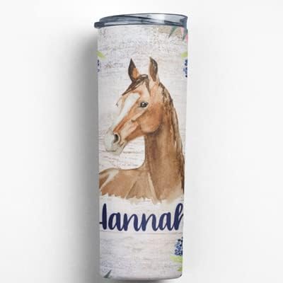 Tumbler de cavalo floral personalizado com nome - Presente de copo de capota de cavalo ocidental para amante de cavalos