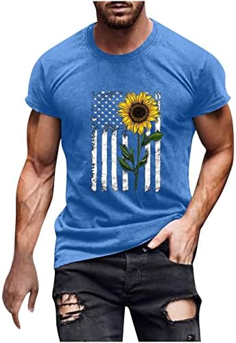 camiseta de bandeira americana lcepcy para homens Casual Crew Neck Manga curta Tshirt Quarto de julho camisa atlética patriótica