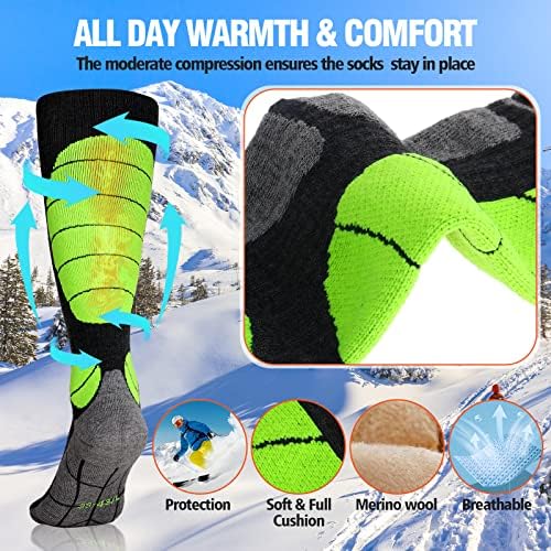 4 pares de inverno meias de esqui merino de inverno esportes meias frias de clima frio