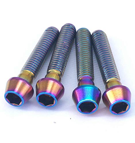 Sorekarain 4 PCs M6x30mm Pitch 1,0 mm Rainbow Gr5 Titanium Conne Allen Head Bolt para Mountain Bike