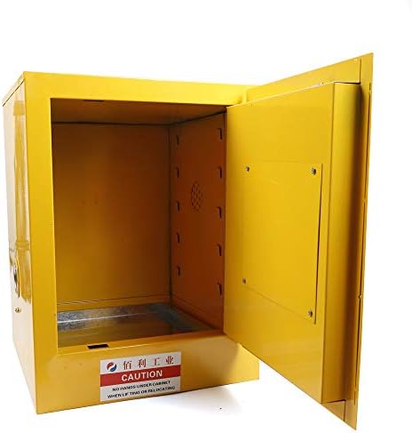 Titunjian 12 galões Armário de armazenamento de segurança Manual de gabinete inflamável Substituído para o armazenamento de segurança do gabinete de aço galvanizado líquido inflamável, amarelo
