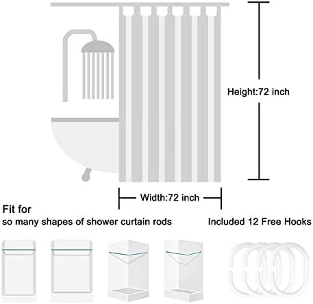 Cortina de chuveiro de tecido de folha de palma do punkray para banheiro com 12 ganchos, cortinas de chuveiro de plantas