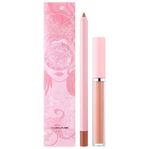 Batom de rosa macia ladra de gancho de água à prova d'água de lipstick caneta caneta nunca desbotamento Lip Lip Gloss 2 em 1 caixa,