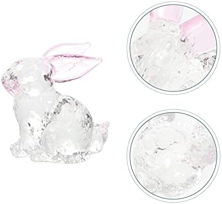 Didiseaon Bunny Bunny Bunny Bunny Feliz Micro Tiny Rabit estátua Cristal Clear Animal Sculpture Hand soprado de papel coleciona