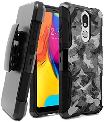 Caso Moriko Compatível com LG Stylo 5x [Caixa de beliscão de piloto de grau militar CLIP HOLIP CASA DE CASA BLACK HYBRID HYBRID CAPA