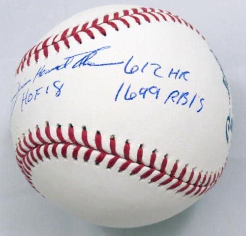 Jim Howard Thome autografou o Cleveland Indians White Sox Twins Phillies Nome completo MLB Baseball com estatísticas de carreira