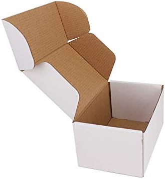 Pacote de 50 pacote 6x4x3 polegadas Caixas de caixa corrugadas- caixa de remessa de papelão branca Caixa de remessa de
