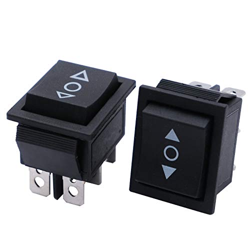 mxuteuk 2pcs dc 12v Momentário DPDT Rocker interruptor de motor com fio Controle de reversão de polaridade com fio interruptor de redefinição automática 20a 6 pino 3 posição / desligamento / interruptor kcd2-223jt-x