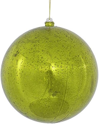 Bola de ornamento de Natal de Vickerman 10 , acabamento em mercúrio brilhante de limão, plástico à prova de quebra, decoração de árvore de Natal de férias
