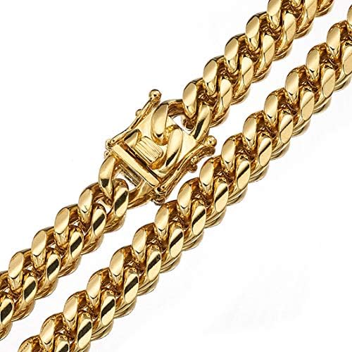 Jovjewelry masculino Cara de corrente Chain Chain Bracelet Pulseira pesada 18K Colar de corrente de metal aço inoxidável de ouro para meninos Largura 6/8/8/12/15/18mm com jóias de fivela de fivela de design