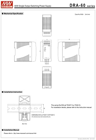 Modo de comutação bem DRA DIN DIN RAIL PODERAÇÃO 90? 264V AC DRA-60 Series 60W