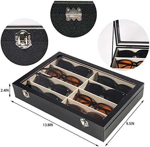Longmen 8 capa de organizador de óculos de sol slot, caixa de armazenamento de óculos de sol, suporte de óculos de sol de 5 camadas