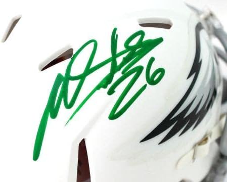 Miles Sanders autografou as águias planas mini capacete - JSA W Auth *Green - Mini capacetes da NFL autografados