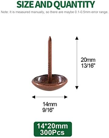 Keadic 600pcs [9/16 de diâmetro] Antigo estofamento tacks mobiliários kit de variedade de pinos de mobiliário para móveis estofados quadro de cortiça ou projetos de bricolage - bronze de cobre vermelho