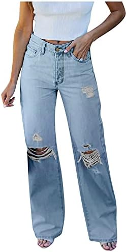 Miashui Olive Roupos para mulheres calças Cantura Hue High Jeans Jeans Andulados Flare mulheres rasgadas jeans femininas