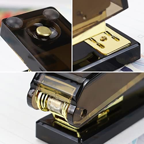 Buqoo Black Gold Office Supplies Stapler acrílico e dispensador de fita Conjunto de fita de 1 polegada Fita Core