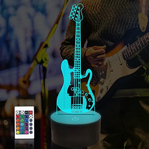 Anywin Guitar Gift, Bassi Guitar Instruments Musical Illusion Night Light Festival Dia do Aniversário Crianças Apresentar Berçário