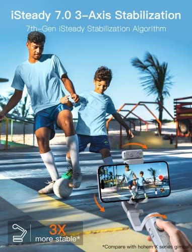 Hohem ISTeady XE Kit Gimbal Estabilizador para smartphone, Gimbal de telefone com 3 eixos, luz magnética, portátil e dobrável, estabilizador para iPhone & Android, Inception de uma chave, Gimbal para gravação de vídeo
