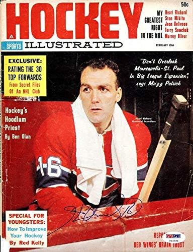 Henri Richard autografou Hockey Illustrated Magazine Capa Montreal Canadiens PSA/DNA U93584 - Revistas Autografadas