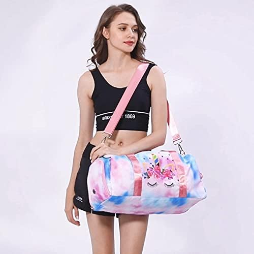 Duffle Bag for Girls Sport Gym Bag Weekender Duffel Duffel durante a noite com compartimento de sapatos