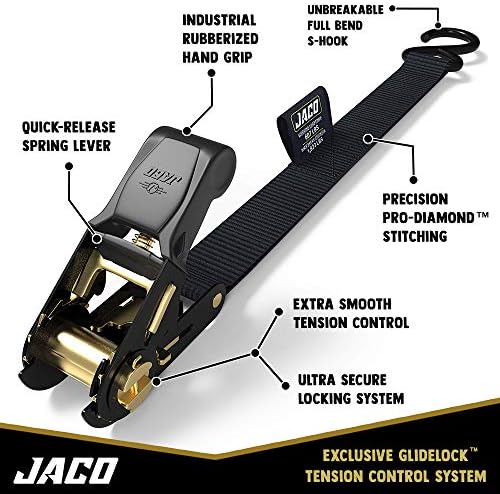 Jaco Ratchet Trechas de amarração - 1 em x 15 pés | 1.823 lbs