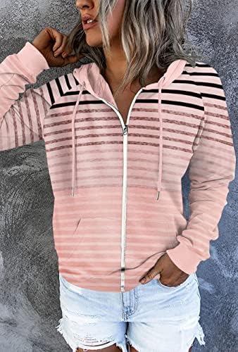 Etcyy Women's Color Block Zip Up Hoodie Sweatshirt