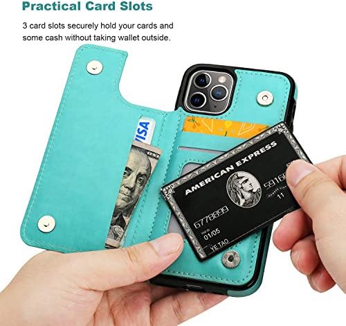 Vaburs iPhone 11 Pro Case Case com porta -cartão, Butterfly de couro premium em êxtas