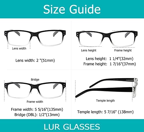 Lur 6 embalam óculos de leitura clássicos + 3 pacotes de óculos de leitura de metal