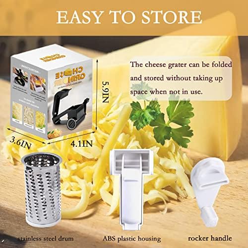 Retor de queijo rotativo Rastor de mão - Manual Manual Crecador de queijo portátil com tambor de aço inoxidável para queijo