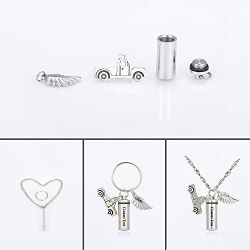 Crucker Memorial Urn Neckalce for Ashes Cylinder Memorial Keychain Truck Driver Angel Wings Cremation Jóias