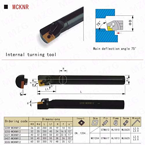 MZG 20mm 25mm S-MCKNR12 CNC Turning Steel Bar de aço M PressPlate CNC Torno Cutter Clamping Ferramenta de perfuração interna