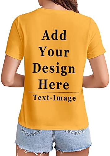 Camisas personalizadas de dupla face para mulheres adicionam seu logotipo de texto de foto personalizado moda colorida clássica fit algodão camisetas